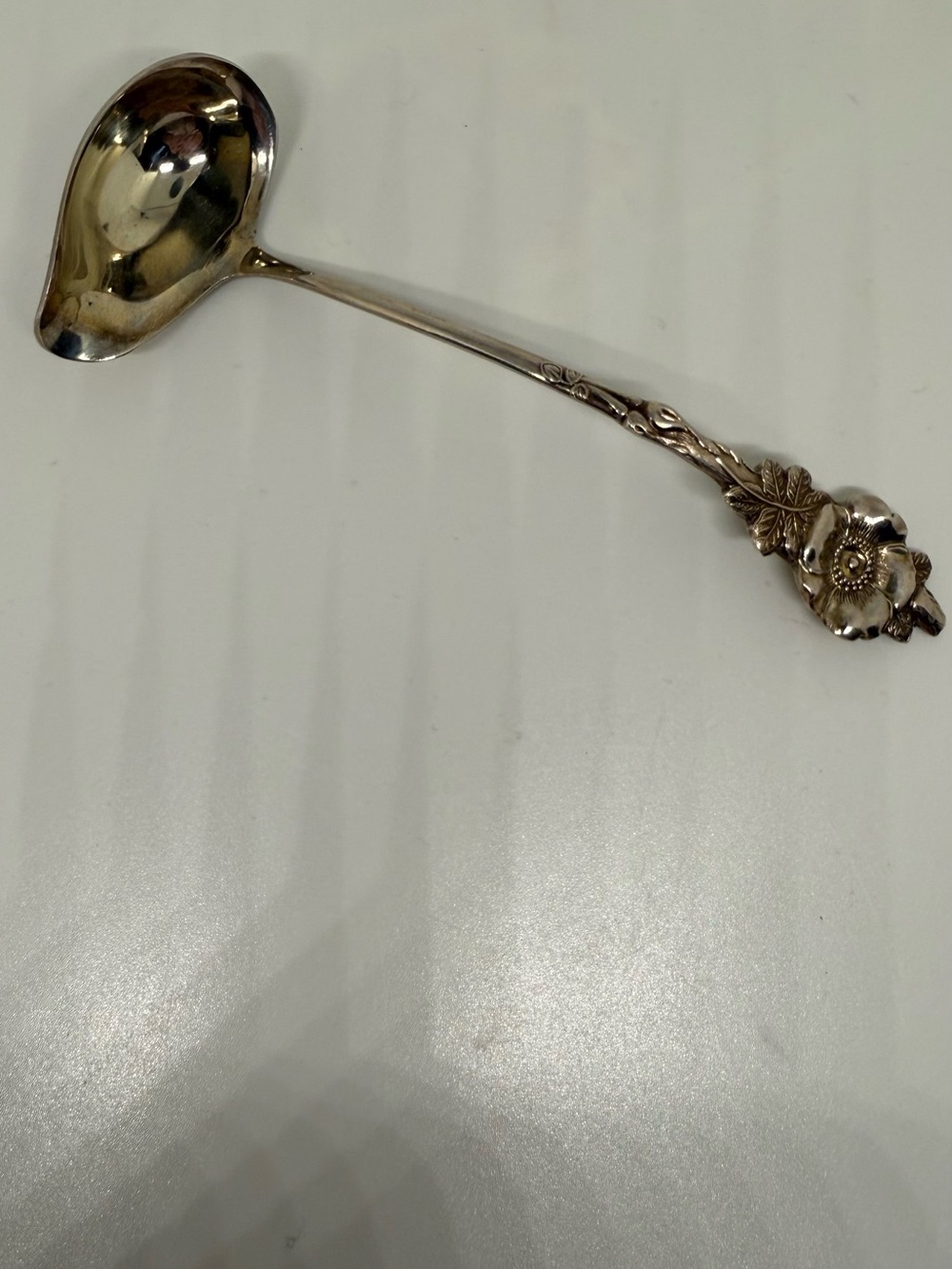 Vintage Reed & Barton Silverplate Floral Gravy Ladle – Ornate Rose Design